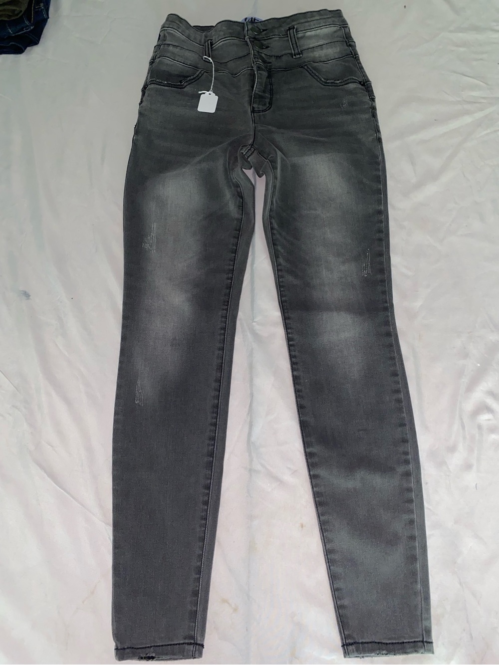 Vylette High Rise Distressed Gray Skinny Jeans Size 3/26W
